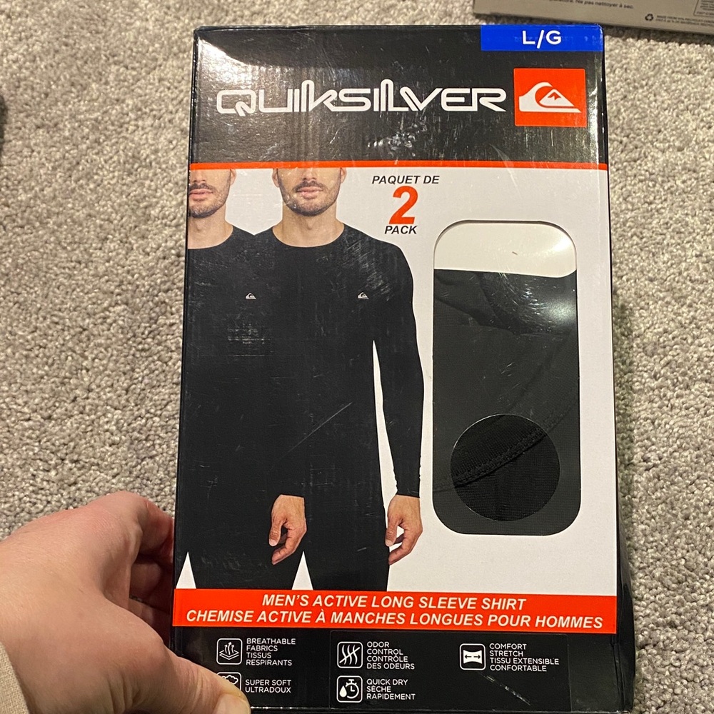 Quiksilver Black Active Long Sleeve Shirt 2-Pack more in package
